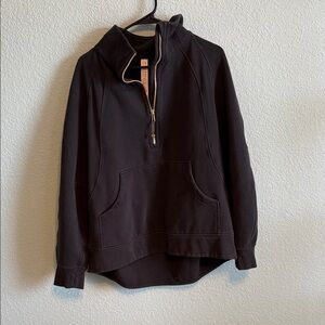 Lululemon black + gold scuba oversized funnel neck half zip *long
